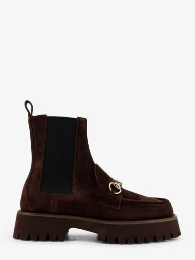 Gucci Women Suede Ankle Boots In Brown