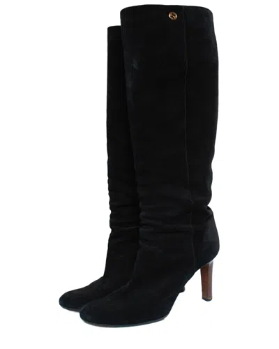 Pre-owned Gucci Women's Suede Gg Knee Boot (authentic Pre-loved)
