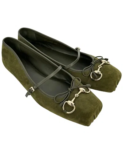Pre-owned Gucci Women's Suede Horsebit Mary Jane Ballet Flat (authentic Pre-loved)