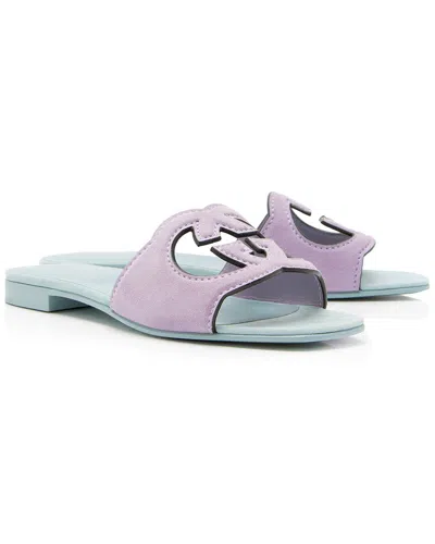 Pre-owned Gucci Women's Suede Interlocking G Cutout Slide Sandal (authentic Pre-loved)