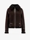 Gucci Women Brown Shearling Jacket With Shearling Trims And All-over Gg Motif In Suede Woman In Brown