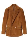Gucci Women Leather Double-breasted Blazer