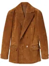 Gucci Women Leather Double-breasted Blazer In Multicolor
