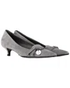 Gucci Women's Suede Low Pointed-toe Pump (authentic Pre-loved) In Gray