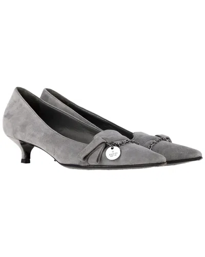 Gucci Women's Suede Low Pointed-toe Pump (authentic Pre-loved) In Gray