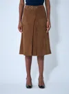 Gucci Women Suede Midi Skirt In Brown