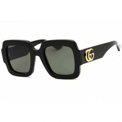 Pre-owned Gucci Women's Sunglasses Black Acetate Square Shape Full Rim Frame Gg1547s 001 In Gray