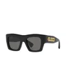 Gucci Logo Acetate Rectangle Sunglasses In Black