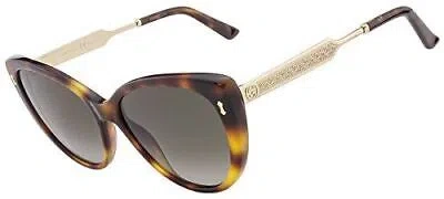 Pre-owned Gucci Women's Sunglasses Gg3804 Crx Dark Havana Gold/brown Gradient Lens Cat Eye In Multicolor