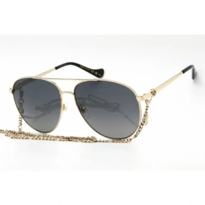 Pre-owned Gucci Women's Sunglasses Gold Aviator Metal Full Rim Frame Gg1088s 001 In Grey Gradient
