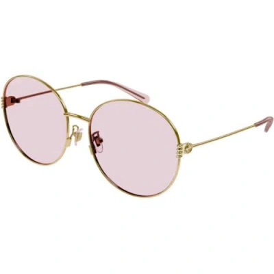 Pre-owned Gucci Women's Sunglasses Gold Metal Round Shape Frame Pink Lens Gg1281sk 004