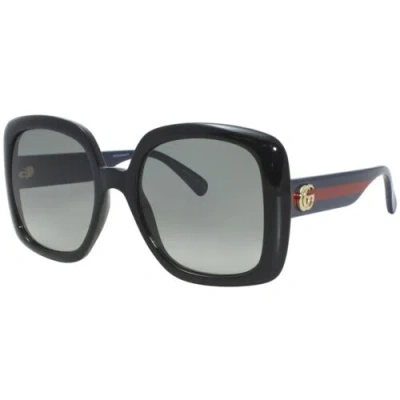 Pre-owned Gucci Women's Sunglasses Gradient Grey Nylon Lens Black Square Frame Gg0713s 001 In Gray