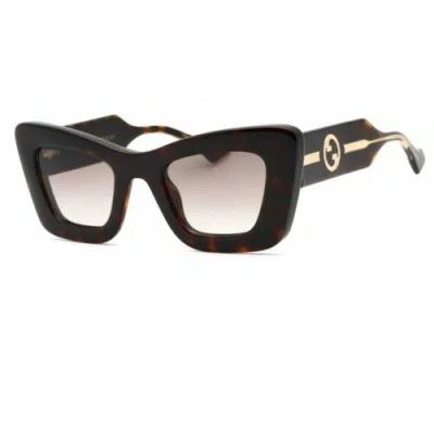 Pre-owned Gucci Women's Sunglasses Havana Plastic Cat Eye Full Rim Frame Gg1552s 002 In Brown