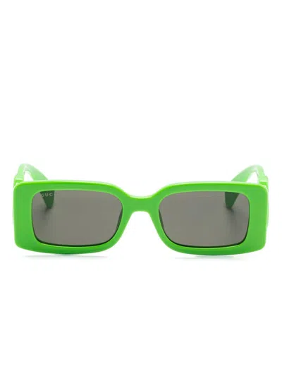 Gucci Chaise Lounge Rectangle-frame Sunglasses In Green