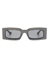 Gucci Double G Polka-dot Rectangular Sunglasses In Black