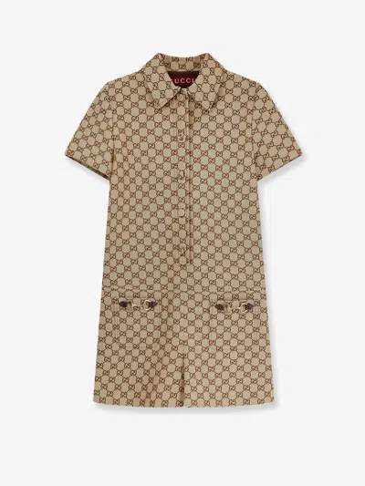 Gucci Women Supreme Gg Fabric Jumpsuit In Neutral