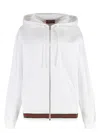 Gucci White Sweatshirt With Logo Imprinted On The Front And Web Detail On The Edge In Cotton Man In White