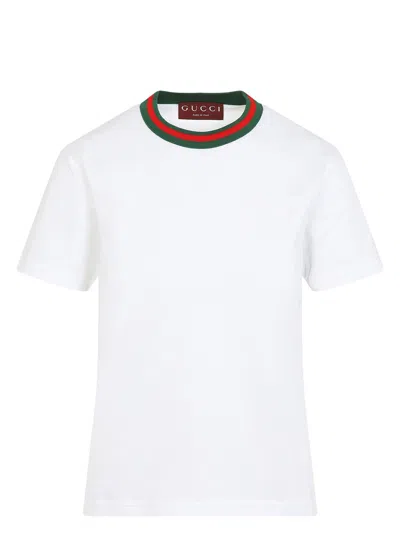 GUCCI WOMEN'S T-SHIRT WITH WEB RIBBON