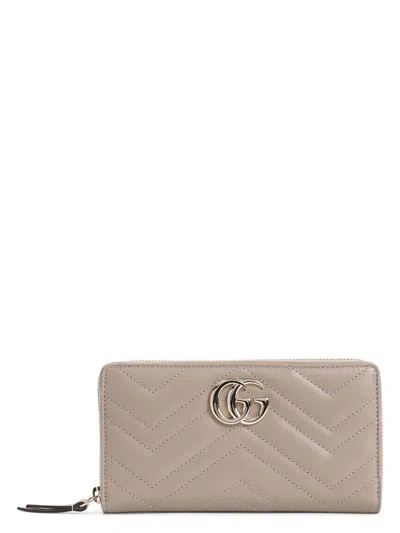 Gucci Women's Taupe Marmont Gg Zip Around Wallet In Grey