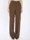 Gucci Women Technical Panama Trousers In Brown