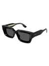 Gucci Beveled Acetate Rectangle Sunglasses In Black