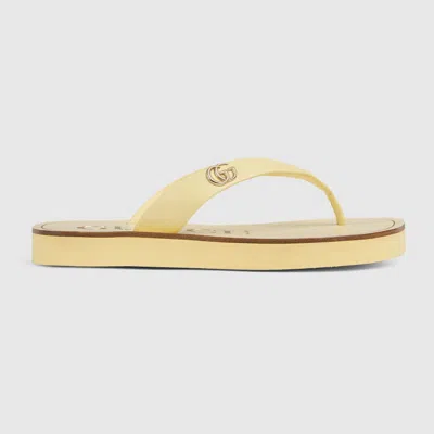 Gucci Women's Thong Sandal With Double G In Yellow