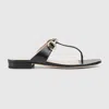 Gucci Women's Flip-flops With Leather Clamp Sandal In Black