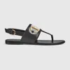 Gucci Horsebit Thong Slingback Sandals In Black