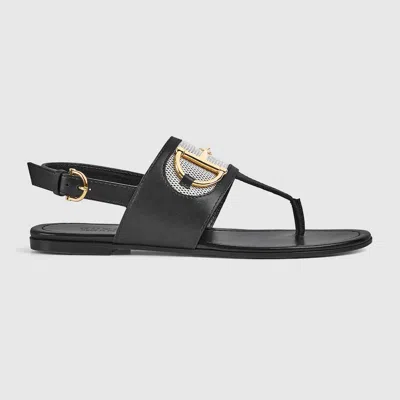 Gucci Women's Thong Sandal With Horsebit In Black