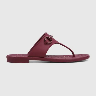 Gucci Women's Thong Sandal With Horsebit In Bordeaux