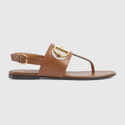 Gucci Women's Thong Sandal With Horsebit In Brown