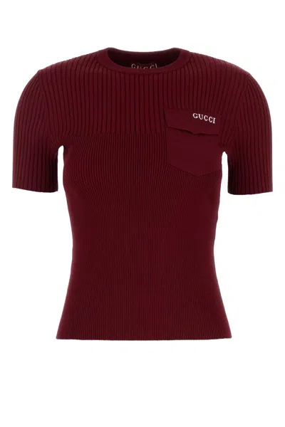 Gucci Women Tiziano Red Stretch Viscose Blend Sweater