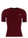 Gucci Women Ribbed T-shirt In Burgundy