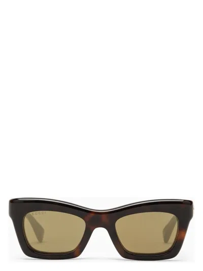 GUCCI WOMEN'S TORTOISESHELL RECTANGULAR ACETATE SUNGLASSES