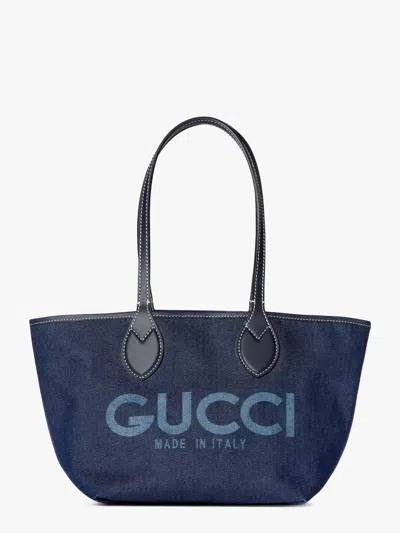 Gucci Women Totissima Denim Reversible Shopping Bag In White