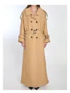 Gucci Beige Coat In Silk And Wool Gg