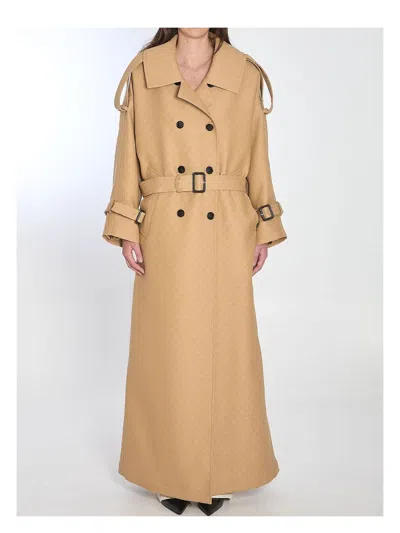 GUCCI WOMEN'S TRENCH CREPE WOOL SLK GG COLOR PETIT