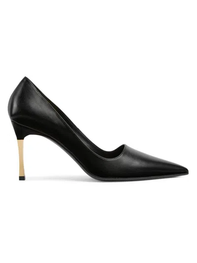 Gucci 85mm Trinity Leather Pointed-toe Pumps In Black