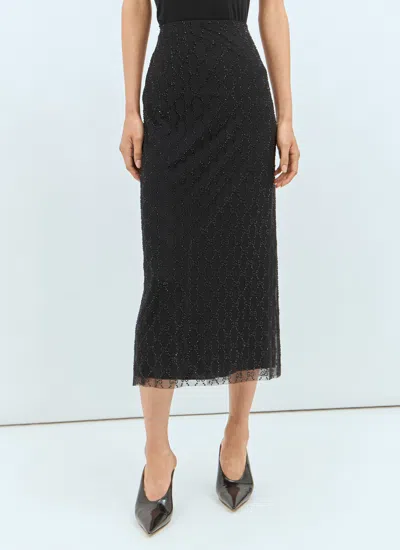 Gucci Gg Crystal-embellished Tulle Midi Skirt In Black