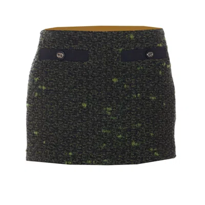 Gucci Women Tweed Mini Skirt In Green
