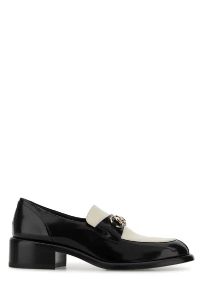 Gucci Women Two-tone Leather Loafers In Black