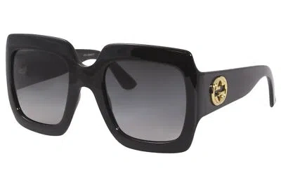 Pre-owned Gucci Women's Urban Collection Gg0053sn 001 Sunglasses Black/gold Square Shape In Gray