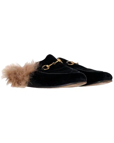 Gucci Women's Velvet Princetown Mule Flat (authentic Pre-loved) In Black