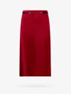 Gucci Women Velvet Skirt With Belt And Horsebit Detail In Red