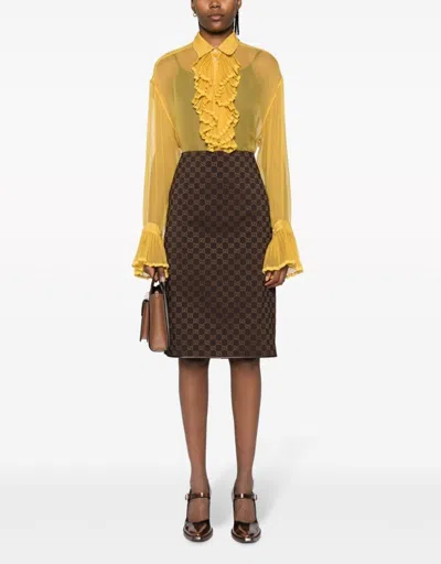 Gucci Women's Viscose Skirt In Brown