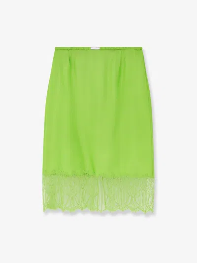 Gucci Women Viscose Skirt With Floral Lace In Green