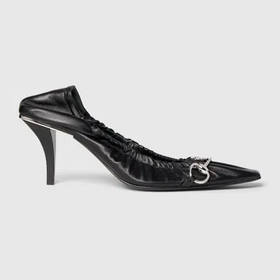 Gucci Vittoria Horsebit Leather Pumps In Black