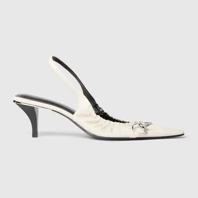 Gucci Vittoria Horsebit Leather Slingback Pumps In Black