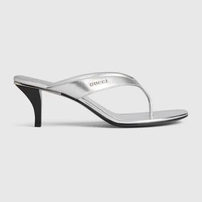 Gucci Women's Vittoria Thong Sandal In Silver