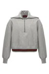 Gucci Grey Sweatshirt With Half Zip Closure And Web Detail On The Waist In Jersey Woman In Gray